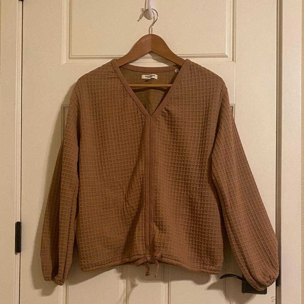 Max Studio Waffle Pattern Top in Tan